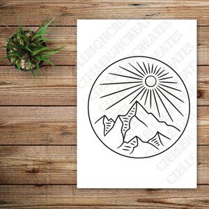 🌞2 for $20🌞 Sun and mountains vinyl decal Sticker